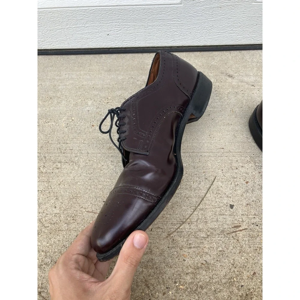 Allen Edmonds Sanford Burgundy Cap-Toe  Derby size 12 B Mens Dress Shoes Cherry